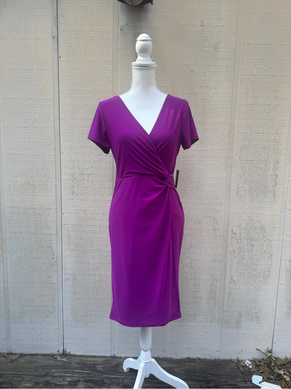 MARINA Fuchsia Wrap-Style Midi Dress